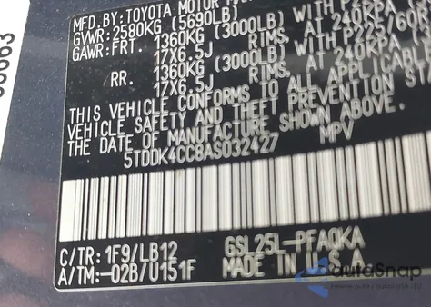 2010 Toyota Sienna Xle/Xle Limited from USA, damaged, VIN 5TDDK4CC8AS032427